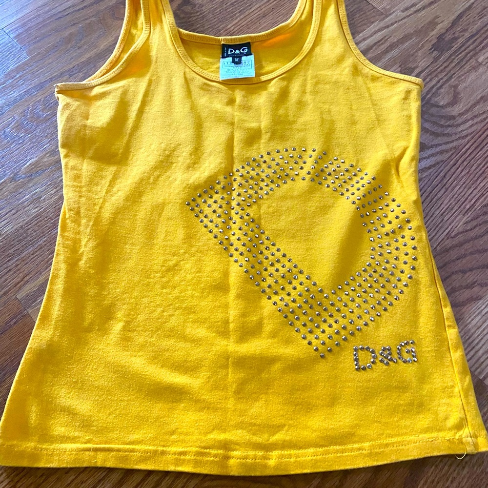 D&G Yellow Rhinestone Tank Top - Picture 2 of 3